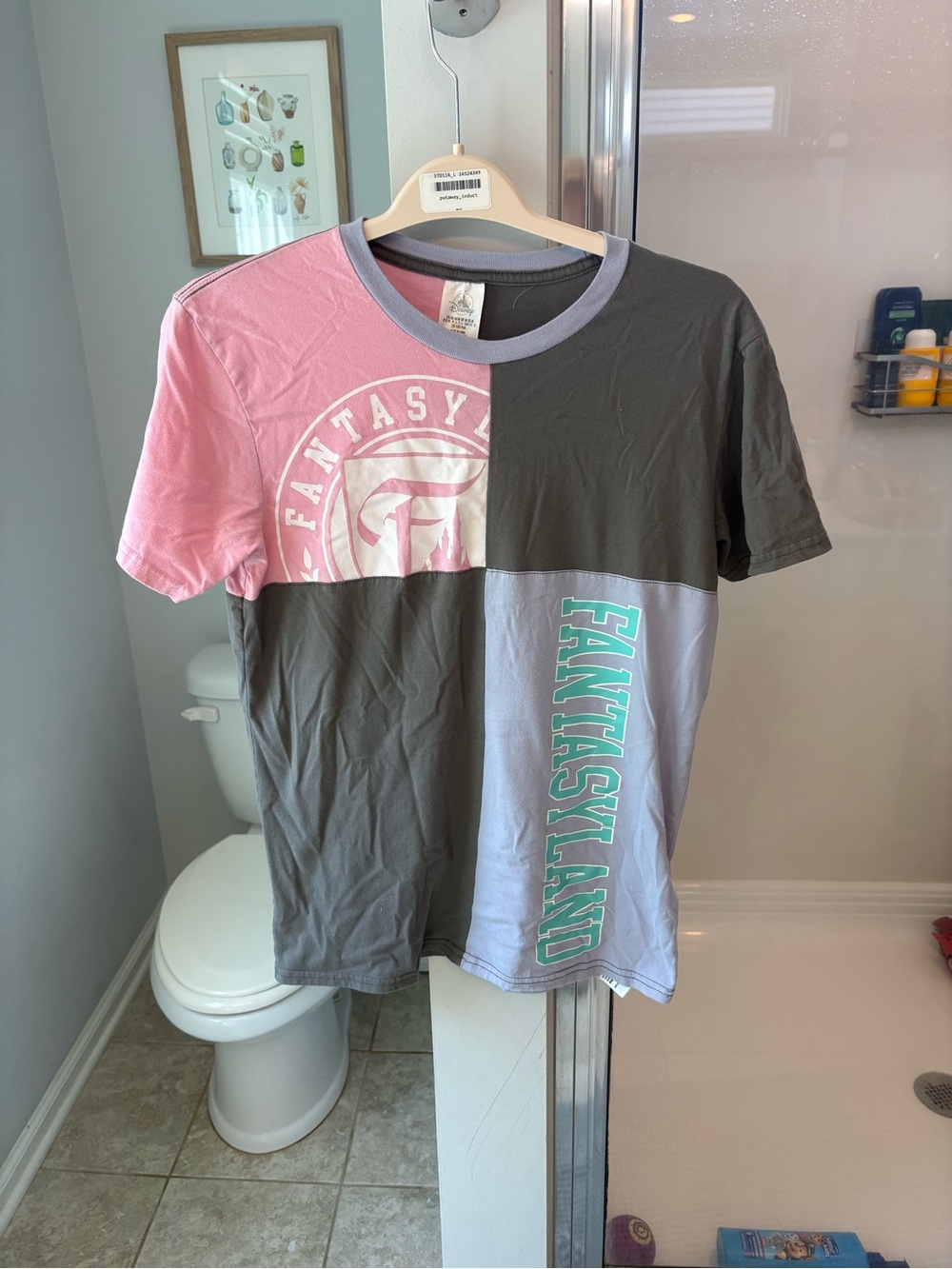 Disney Fantasyland T Shirt Medium Colorblock‎ Pink Gray Lavender Graphic Tee